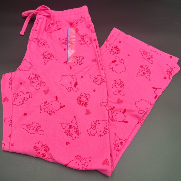 Hello Kitty wide leg lounge/PJ pants Aurora Pink. Size L. Waist 15-16 - Picture 1 of 5